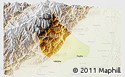 Physical 3D Map of Peng Xian, lighten
