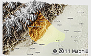 Physical 3D Map of Peng Xian, semi-desaturated