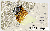 Physical 3D Map of Peng Xian, shaded relief outside