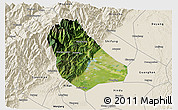 Satellite 3D Map of Peng Xian, shaded relief outside