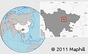 Gray Location Map of Peng Xian, highlighted country, highlighted parent region