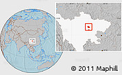 Gray Location Map of Peng Xian, highlighted parent region, hill shading