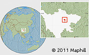 Savanna Style Location Map of Peng Xian, highlighted parent region, hill shading