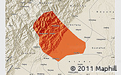 Political Map of Peng Xian, shaded relief outside