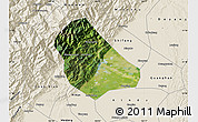 Satellite Map of Peng Xian, shaded relief outside