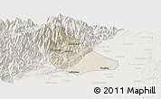 Shaded Relief Panoramic Map of Peng Xian, lighten
