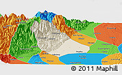Shaded Relief Panoramic Map of Peng Xian, political outside