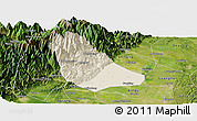 Shaded Relief Panoramic Map of Peng Xian, satellite outside