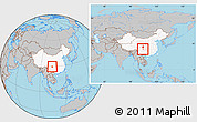 Gray Location Map of Qianwei, highlighted country, within the entire country