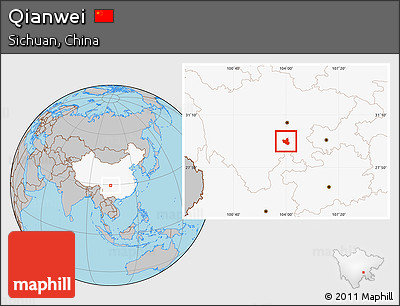 Gray Location Map of Qianwei, highlighted country