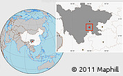 Gray Location Map of Qianwei, highlighted country, highlighted parent region