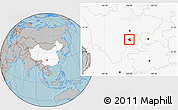 Gray Location Map of Qianwei, highlighted country, hill shading