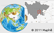 Physical Location Map of Qianwei, highlighted country, highlighted parent region