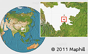 Satellite Location Map of Qianwei, highlighted parent region