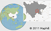 Savanna Style Location Map of Qianwei, highlighted country, highlighted parent region