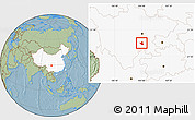 Savanna Style Location Map of Qianwei, highlighted country, hill shading