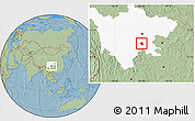 Savanna Style Location Map of Qianwei, highlighted parent region, hill shading