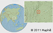 Savanna Style Location Map of Qianwei, hill shading