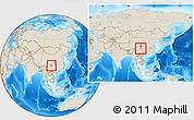 Shaded Relief Location Map of Qianwei, within the entire country