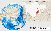Shaded Relief Location Map of Qianwei, highlighted parent region