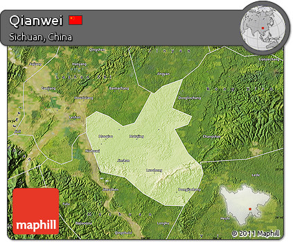 Physical Map of Qianwei, satellite outside