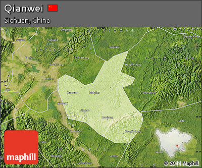 Physical Map of Qianwei, satellite outside