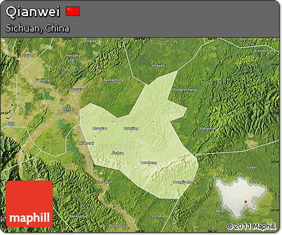 Physical Map of Qianwei, satellite outside
