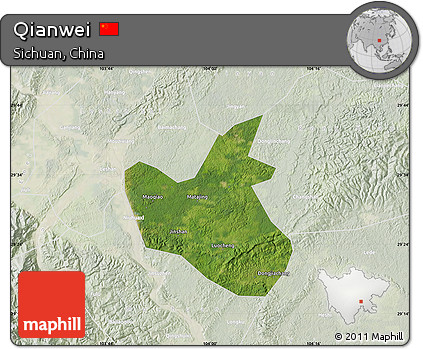 Satellite Map of Qianwei, lighten