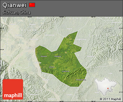 Satellite Map of Qianwei, lighten