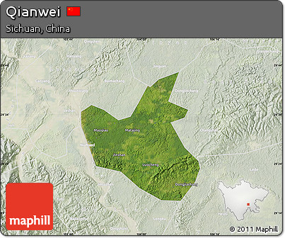 Satellite Map of Qianwei, lighten