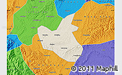 Shaded Relief Map of Qianwei, political outside