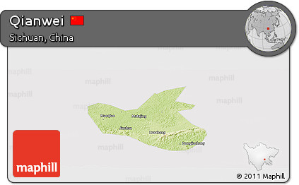 Physical Panoramic Map of Qianwei, cropped outside