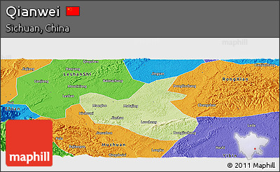 Physical Panoramic Map of Qianwei, political outside