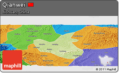 Physical Panoramic Map of Qianwei, political outside