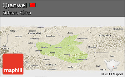 Physical Panoramic Map of Qianwei, shaded relief outside