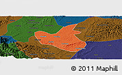 Political Panoramic Map of Qianwei, darken