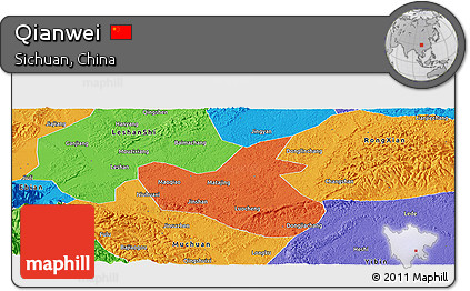Political Panoramic Map of Qianwei