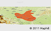 Political Panoramic Map of Qianwei, physical outside