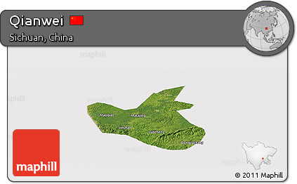 Satellite Panoramic Map of Qianwei, cropped outside