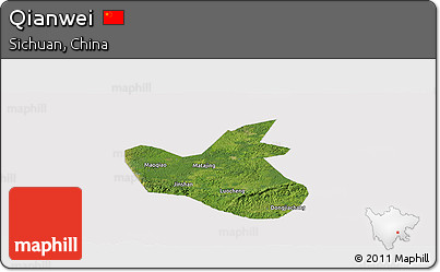 Satellite Panoramic Map of Qianwei, cropped outside