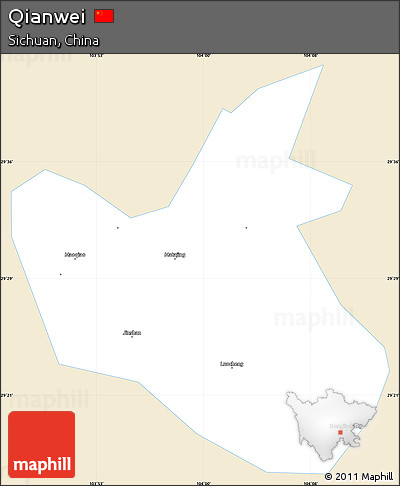 Classic Style Simple Map of Qianwei, single color outside