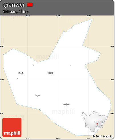 Classic Style Simple Map of Qianwei, single color outside