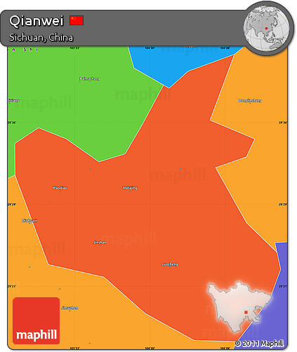 Political Simple Map of Qianwei