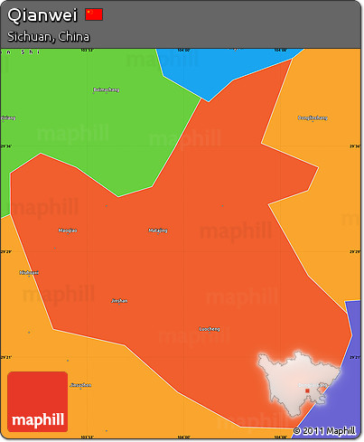 Political Simple Map of Qianwei