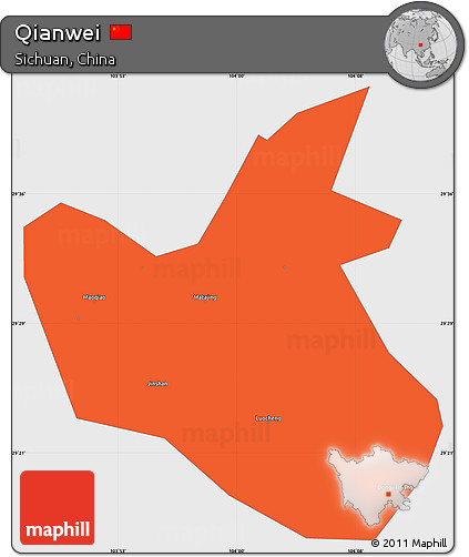 Political Simple Map of Qianwei, single color outside