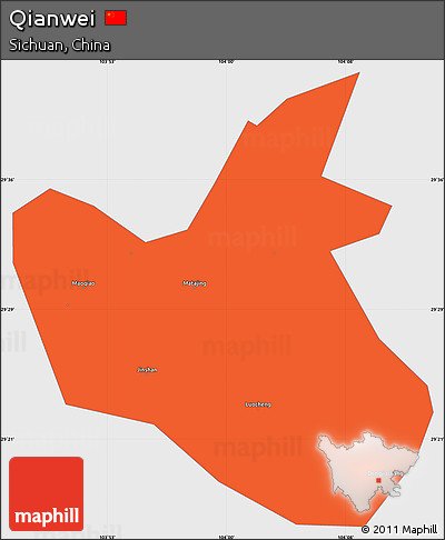 Political Simple Map of Qianwei, single color outside