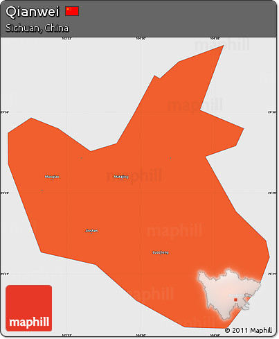 Political Simple Map of Qianwei, single color outside