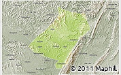 Physical 3D Map of Qu Xian, semi-desaturated