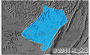 Political 3D Map of Qu Xian, darken, desaturated