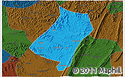 Political 3D Map of Qu Xian, darken